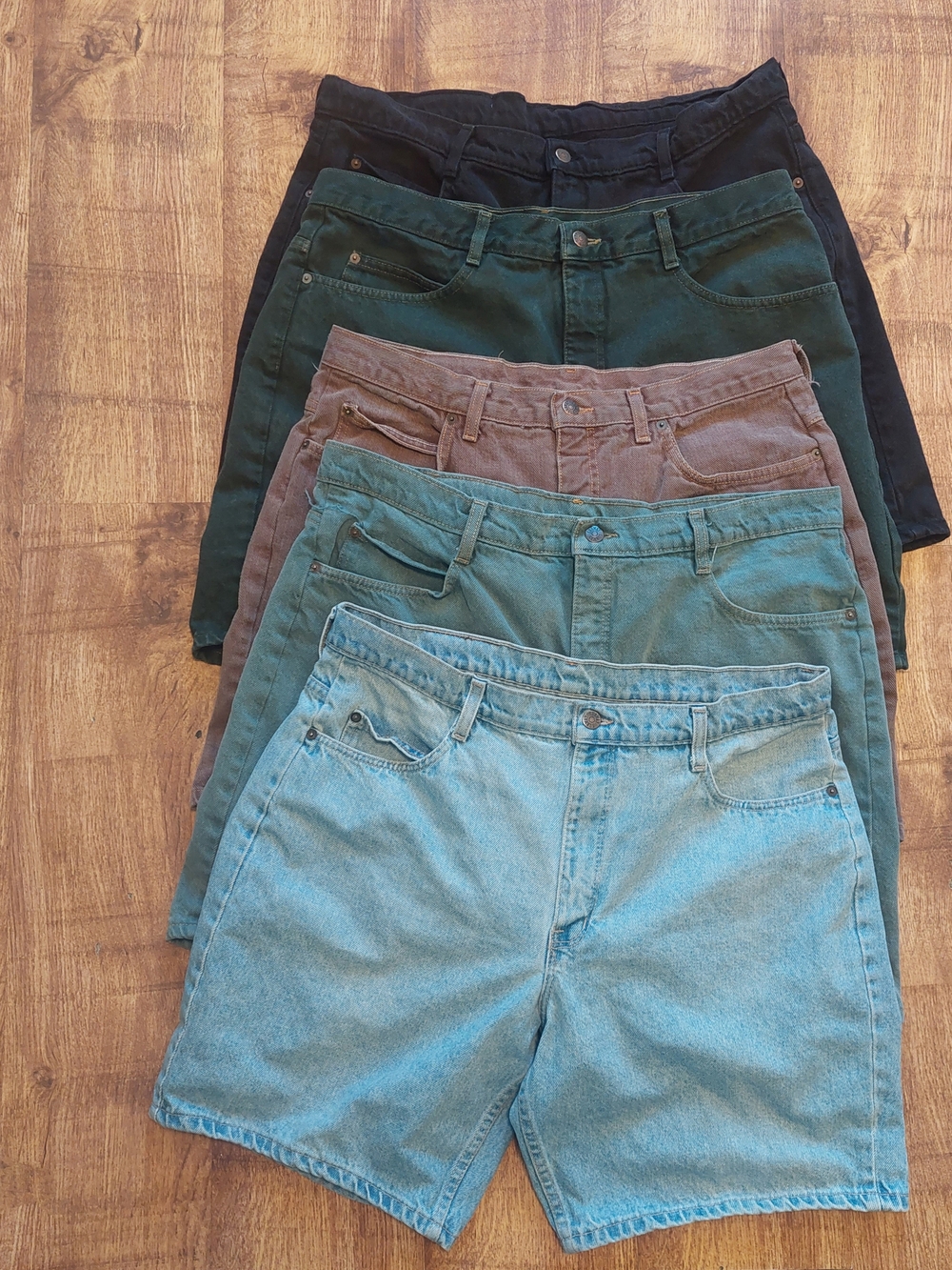 Men's Jean Shorts - Blue, Green, Brown, Black Vintage 80 90 Dadcore Retro Subway